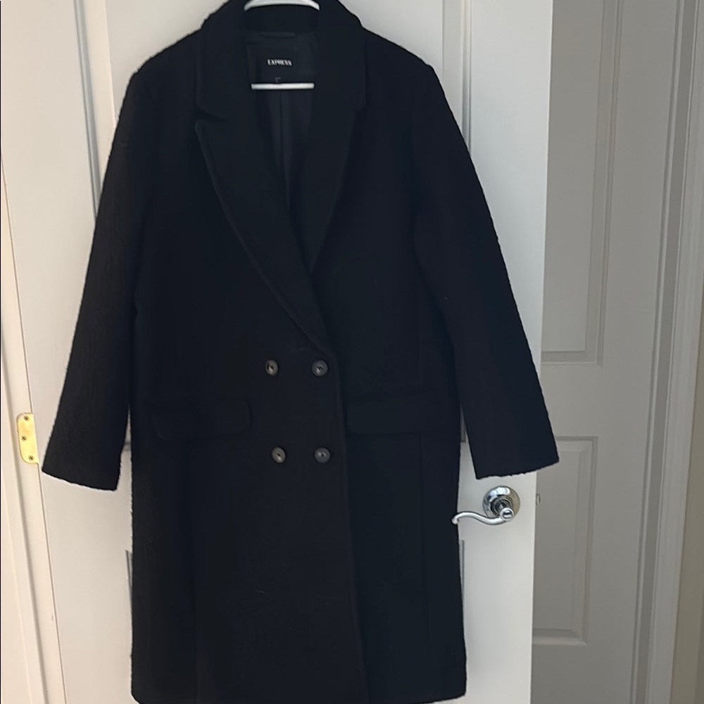 Express Black Trench Coat Classic Tailored Long